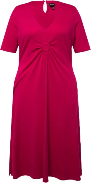 Ulla Popken Womenswear Plus Size Curvy Keyhole Short Sleeve Dress 826624