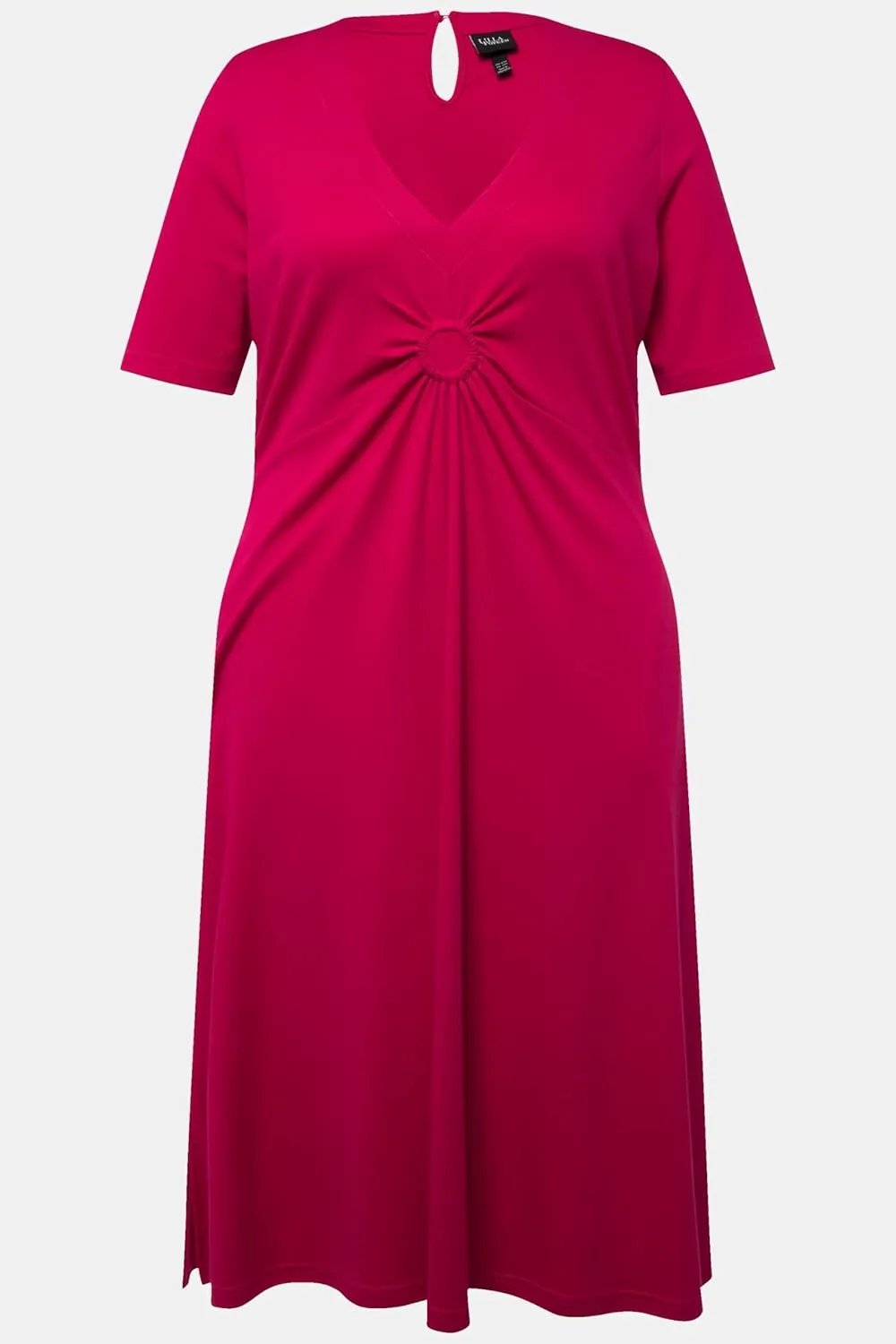 Ulla Popken Womenswear Plus Size Curvy Keyhole Short Sleeve Dress 826624