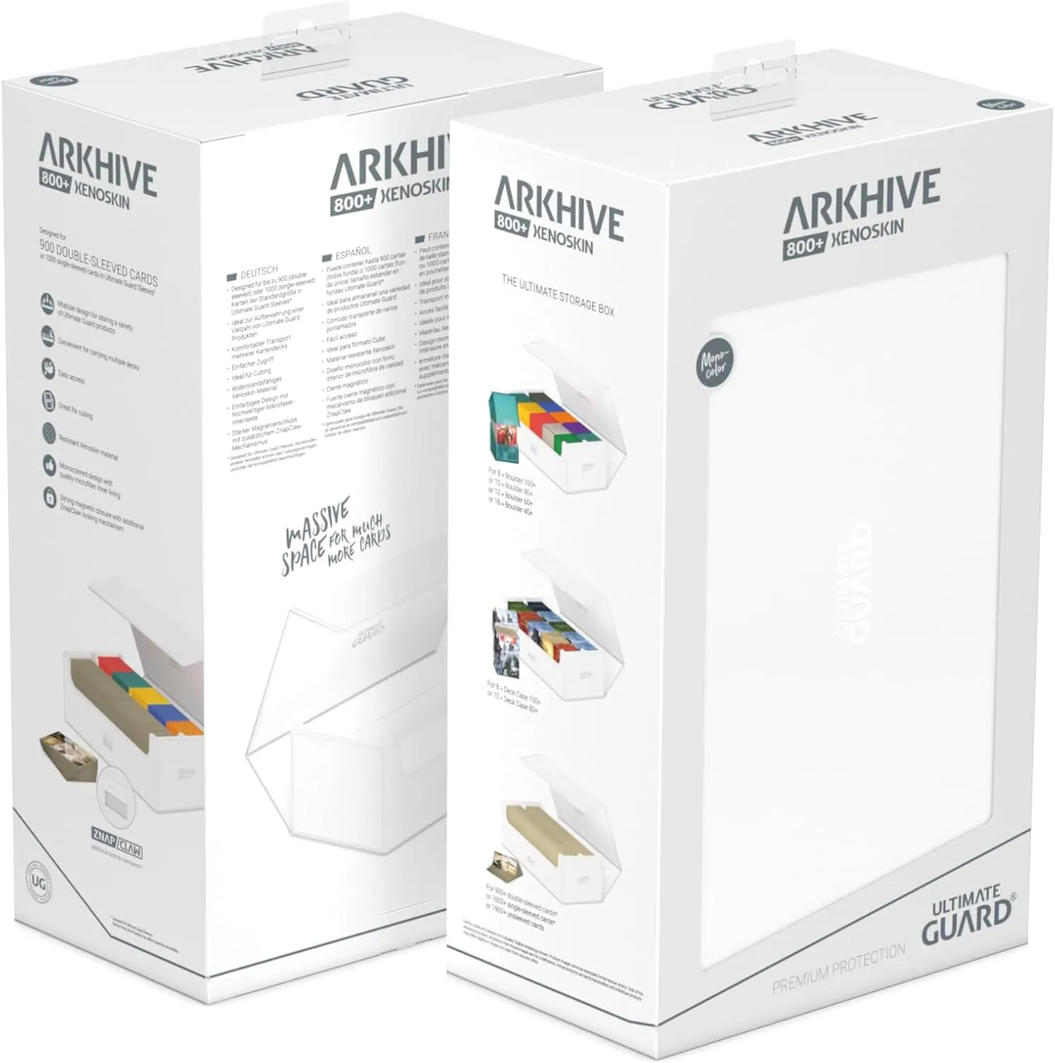Ultimate Guard Arkhive 800 , Deck Case for 800 Double-Sleeved TCG Cards, White, Compatible with Boulders, Magnetic Closure & Microfiber Inner Lining