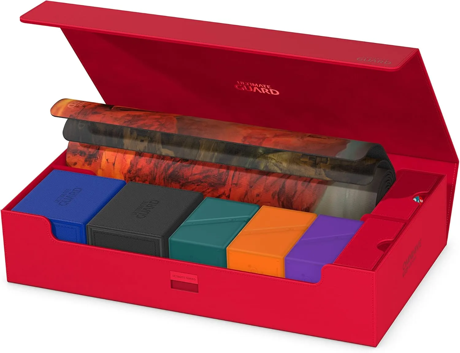 Ultimate Guard Omnihive 1000 , Deck Case for 1000 Double-Sleeved TCG Cards   2 removable Trays, Red, Magnetic Closure & Microfiber Inner Lining