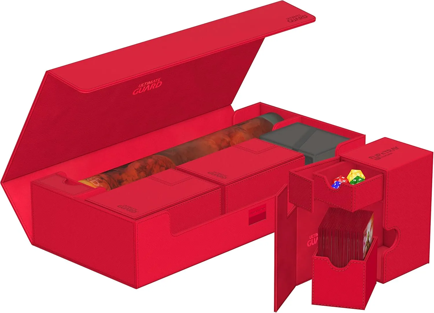 Ultimate Guard Superhive 550 , Deck Case for 550 Double-Sleeved TCG Cards, Red, Compatible with Boulders, Magnetic Closure & Microfiber Inner Lining