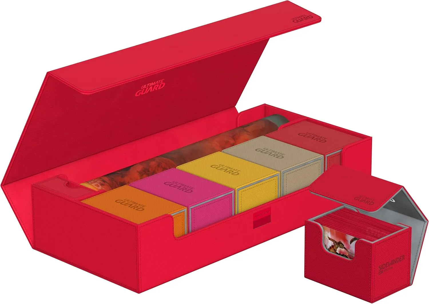Ultimate Guard Superhive 550 , Deck Case for 550 Double-Sleeved TCG Cards, Red, Compatible with Boulders, Magnetic Closure & Microfiber Inner Lining