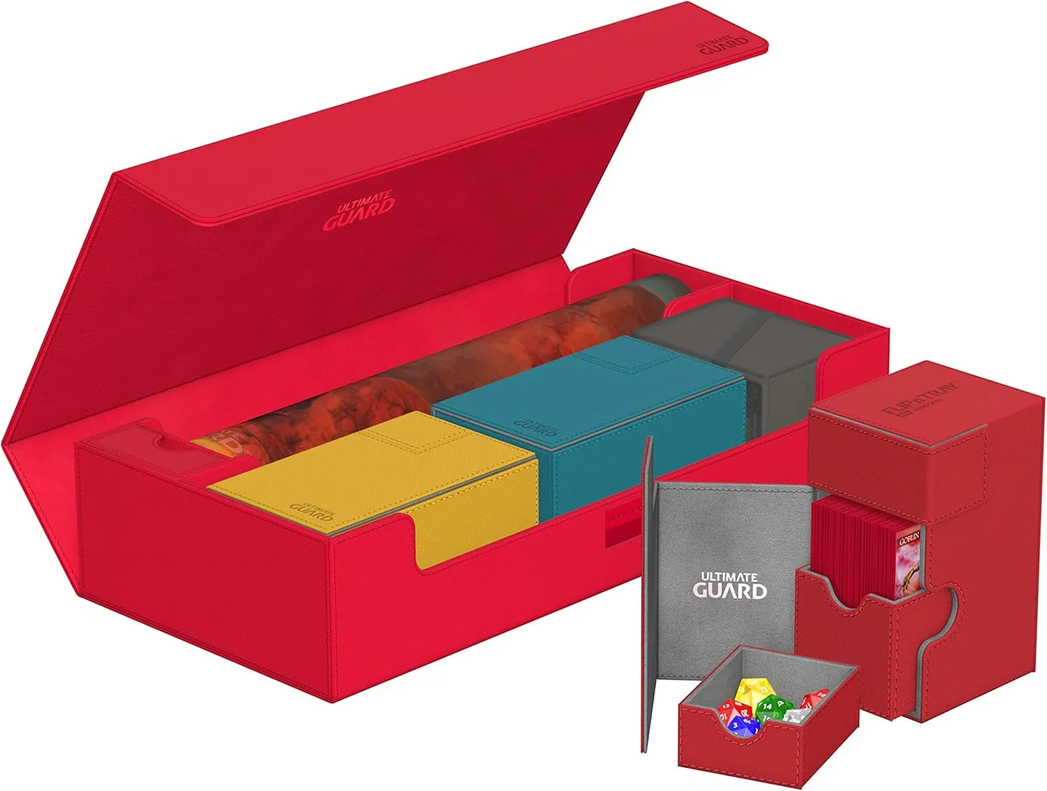 Ultimate Guard Superhive 550 , Deck Case for 550 Double-Sleeved TCG Cards, Red, Compatible with Boulders, Magnetic Closure & Microfiber Inner Lining