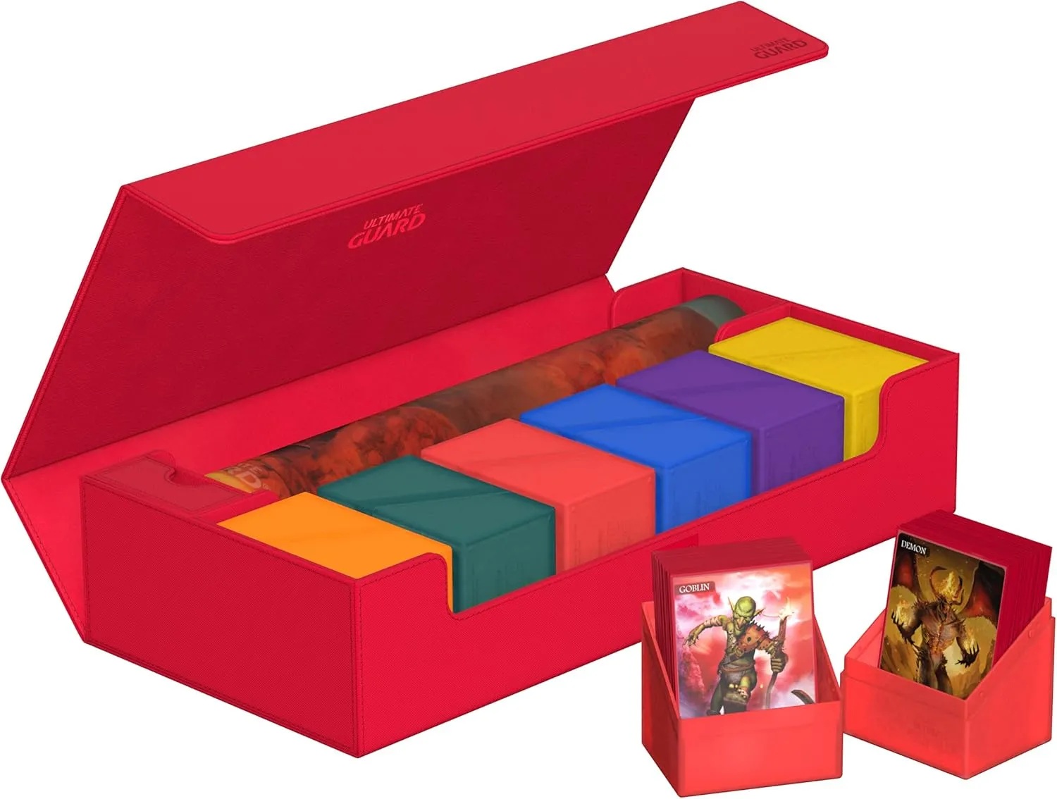 Ultimate Guard Superhive 550 , Deck Case for 550 Double-Sleeved TCG Cards, Red, Compatible with Boulders, Magnetic Closure & Microfiber Inner Lining
