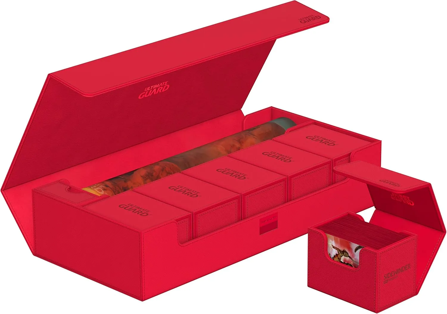 Ultimate Guard Superhive 550 , Deck Case for 550 Double-Sleeved TCG Cards, Red, Compatible with Boulders, Magnetic Closure & Microfiber Inner Lining