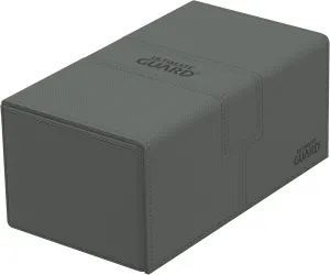 Ultimate Guard Twin Flip'n'Tray 200 , Deck Case for 200 Double-Sleeved TCG Cards   Dice Tray, Grey, Independent Magnetic Closure & Microfiber Inner Lining