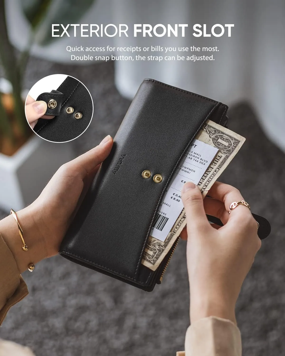 Ultra Slim Thin Leather Wallets Womens Bifold Credit Card Women's Wallets Card Cases Money Organizers for Women Ladies Female Cash Purse Wallet, Black