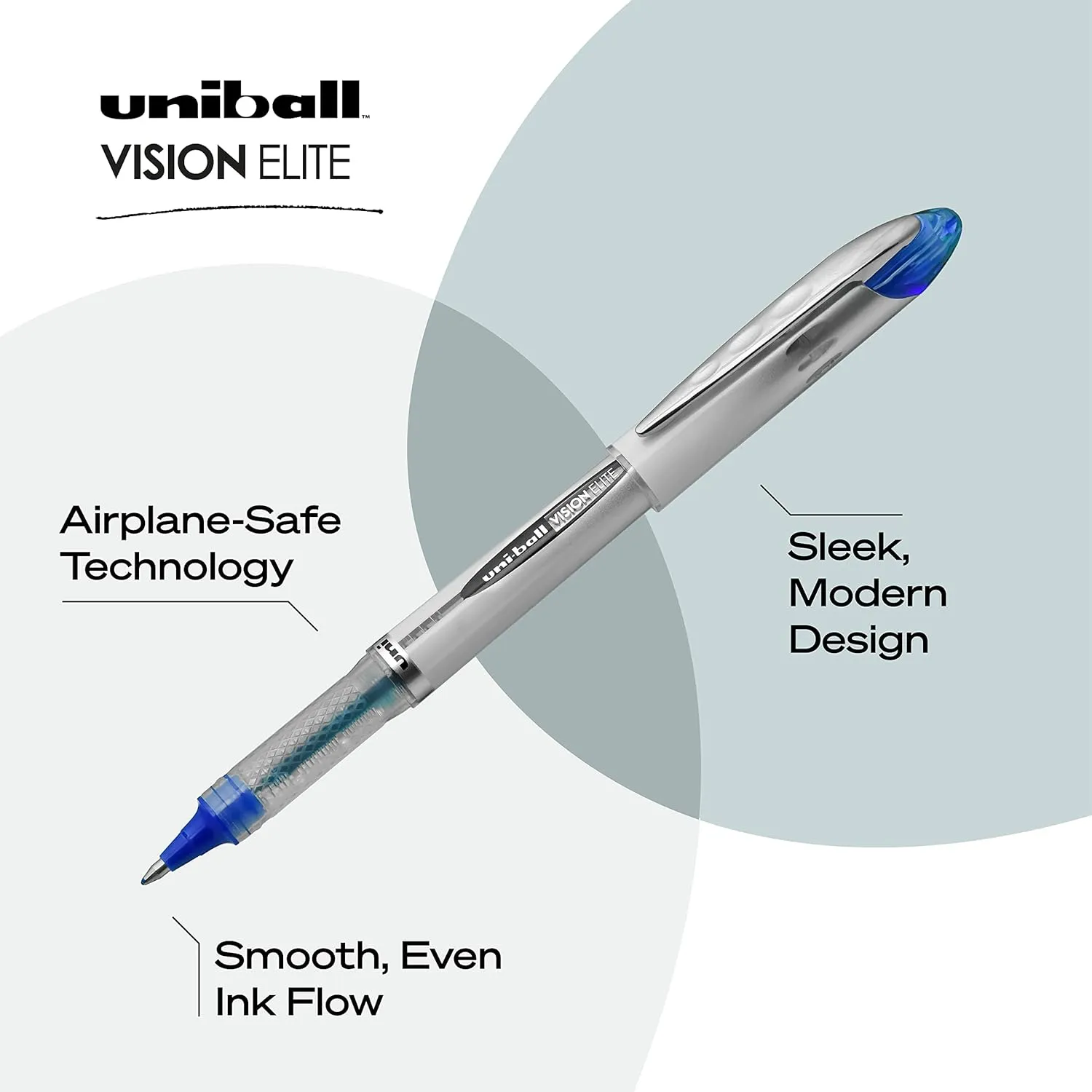 Uniball Vision Elite Rollerball Pens - Bold & Micro Pens, Blue & Black Ink, Pack of 12