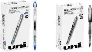 Uniball Vision Elite Rollerball Pens - Bold & Micro Pens, Blue & Black Ink, Pack of 12