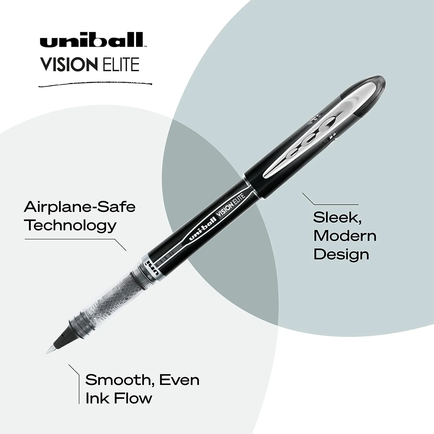 Uniball Vision Elite Rollerball Pens - Bold & Micro Pens, Blue & Black Ink, Pack of 12