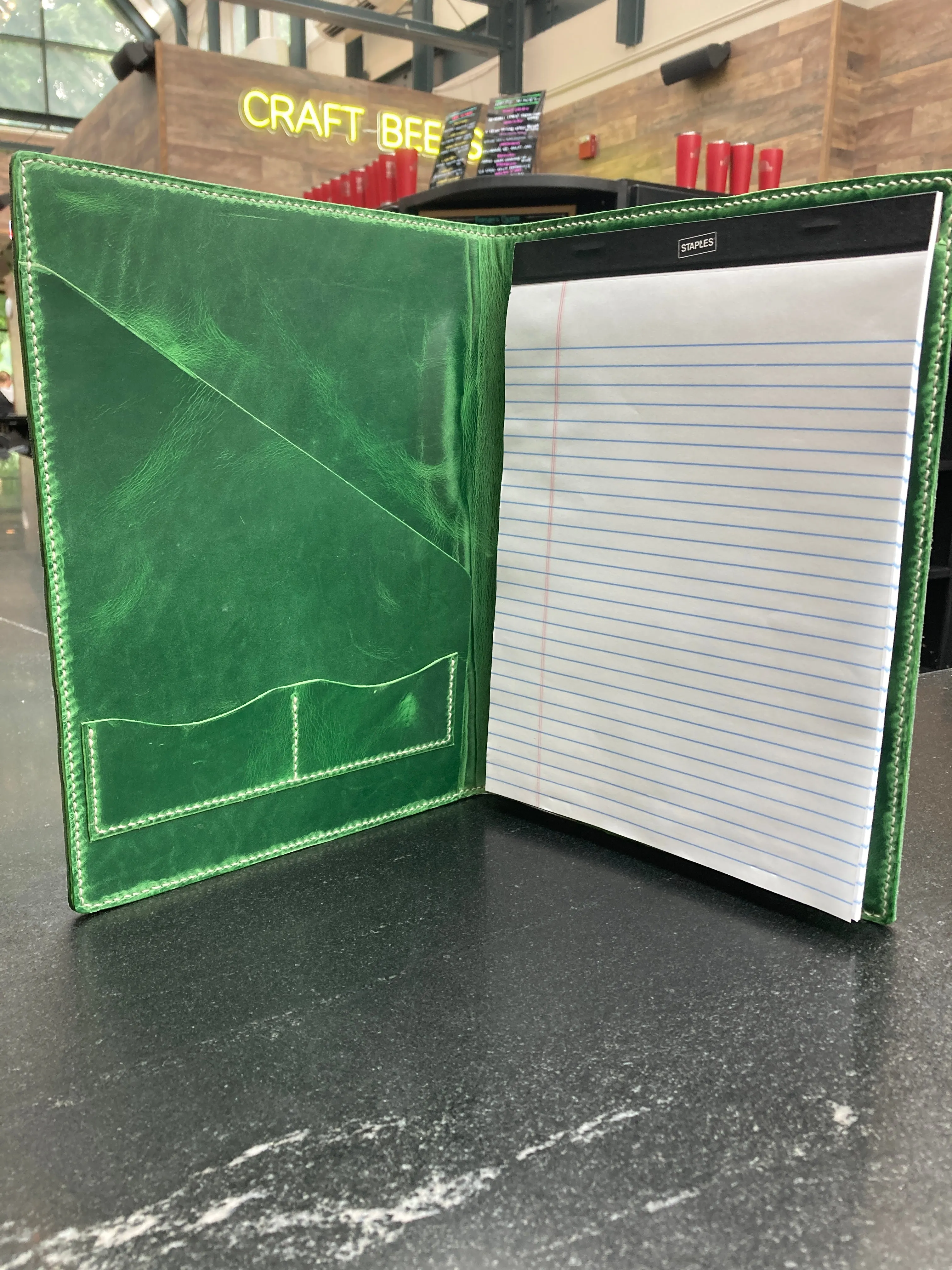 Unique iridescent suede leather portfolio