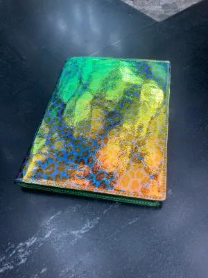 Unique iridescent suede leather portfolio