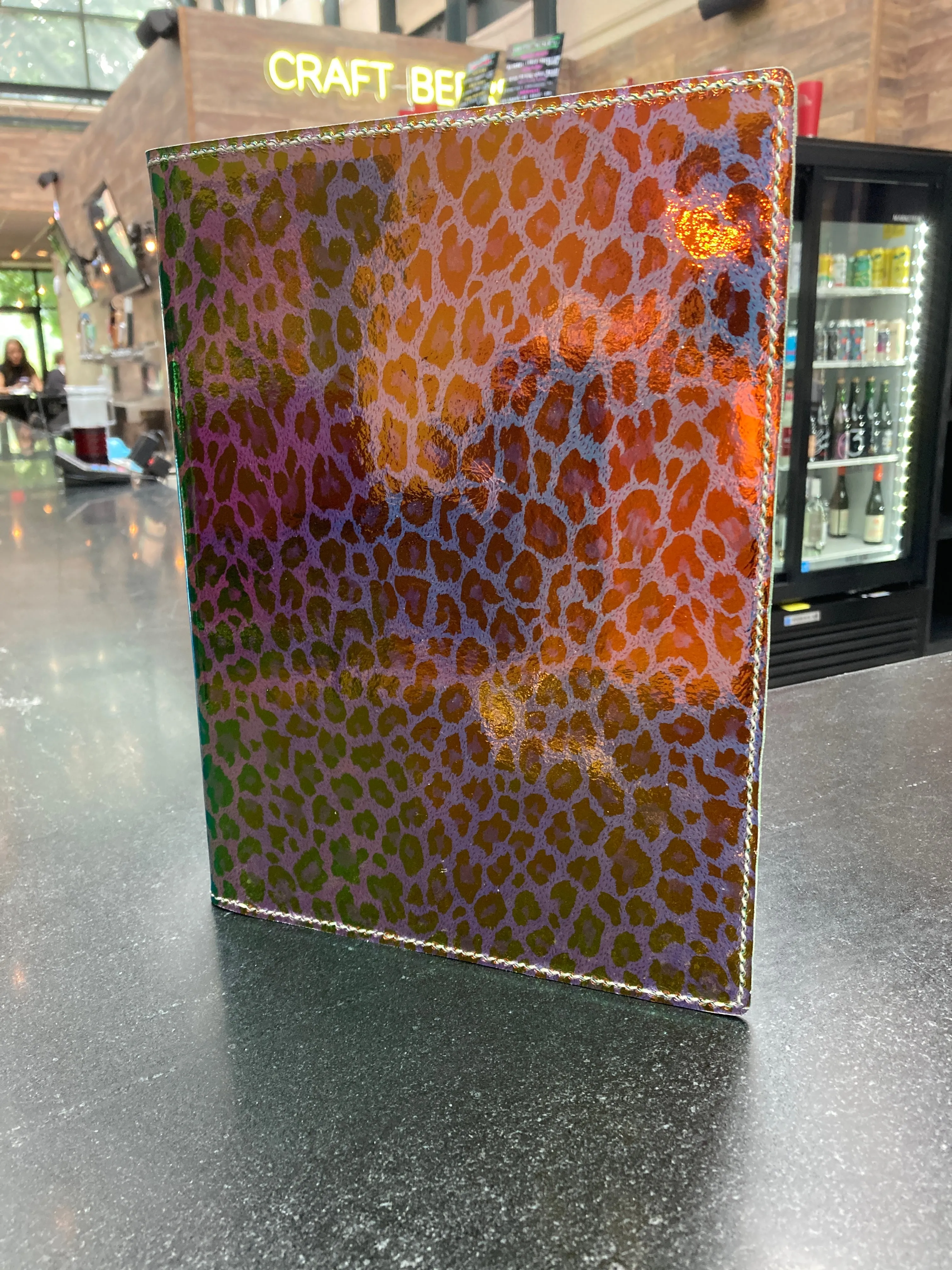 Unique iridescent suede leather portfolio