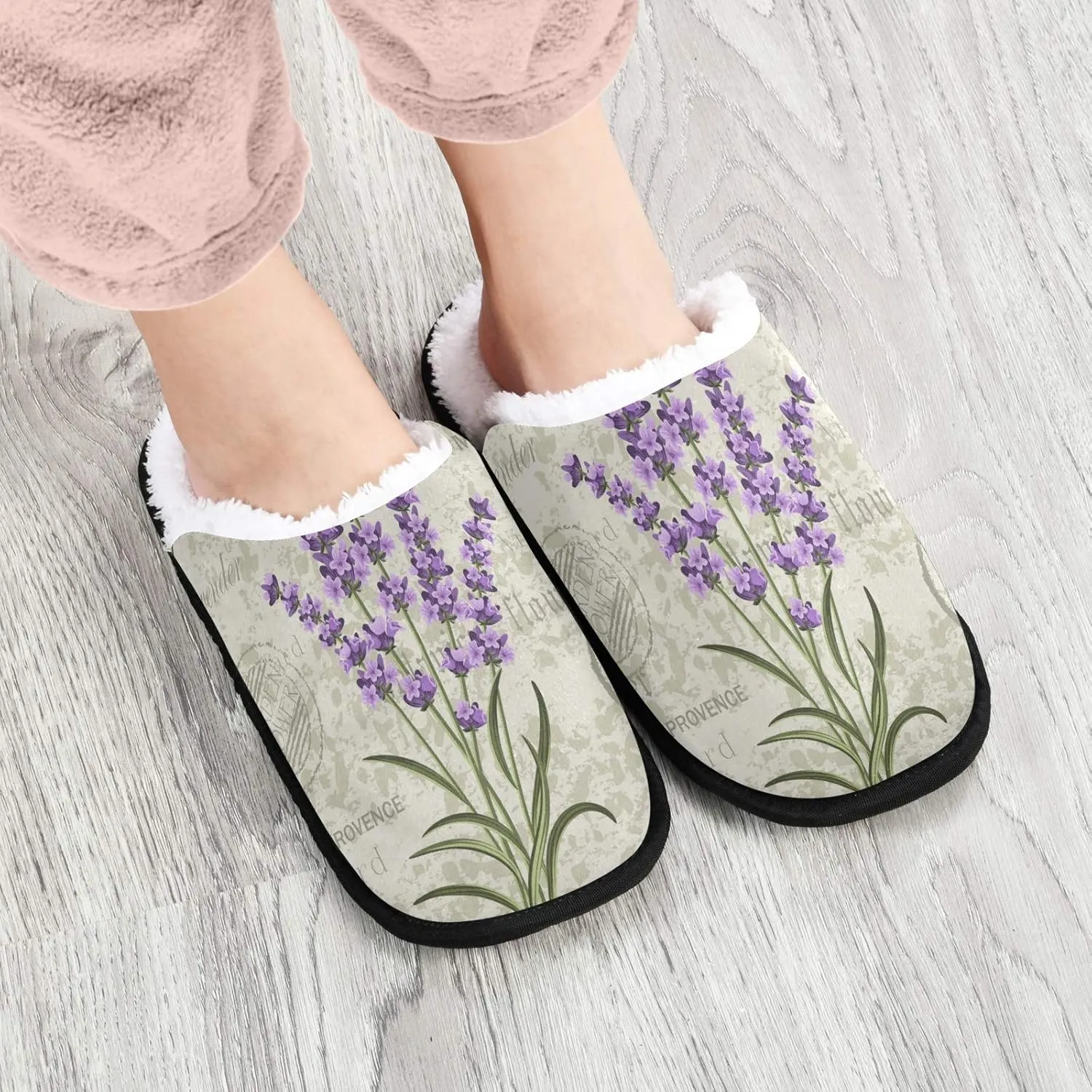 Unisex Slippers Fuzzy Feet Plush Cotton Slippers Anti-Slip Warm House Shoes M/L