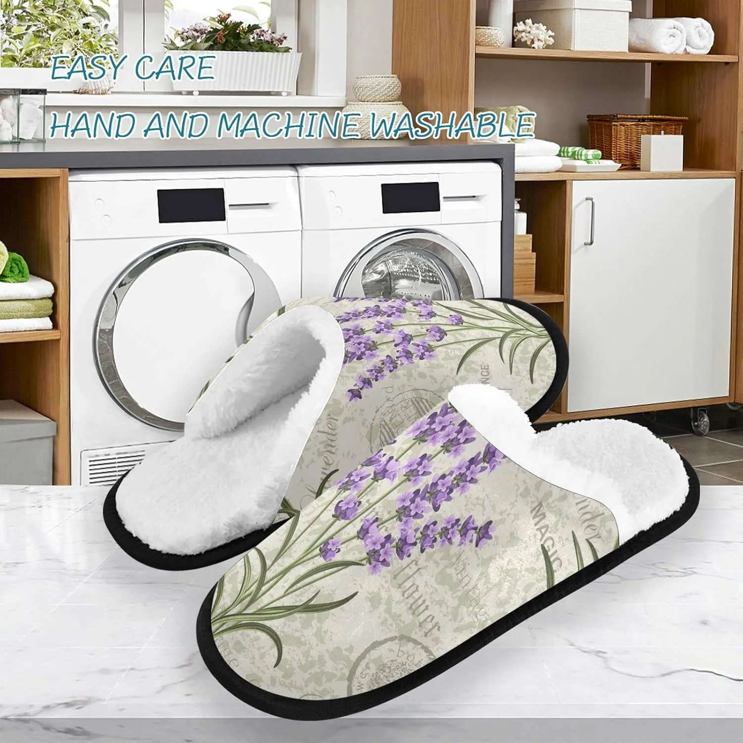 Unisex Slippers Fuzzy Feet Plush Cotton Slippers Anti-Slip Warm House Shoes M/L