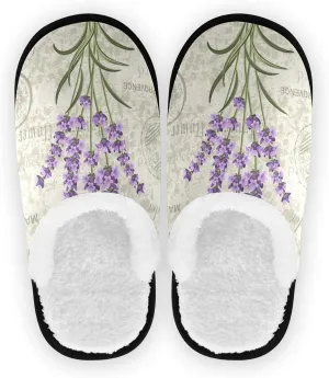 Unisex Slippers Fuzzy Feet Plush Cotton Slippers Anti-Slip Warm House Shoes M/L