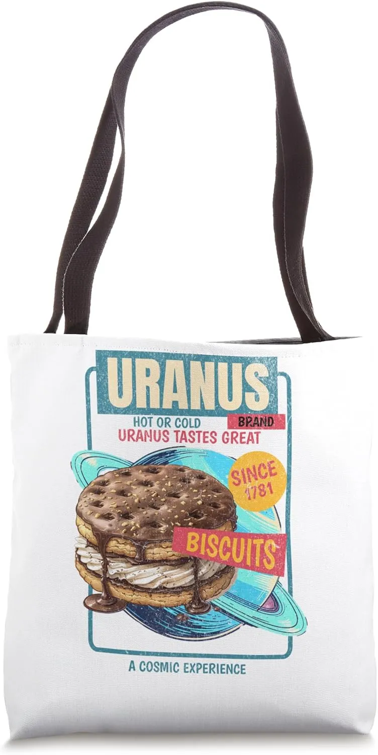 Uranus Brand Biscuits Hot or Cold Retro Hipster Planetary Tote Bag