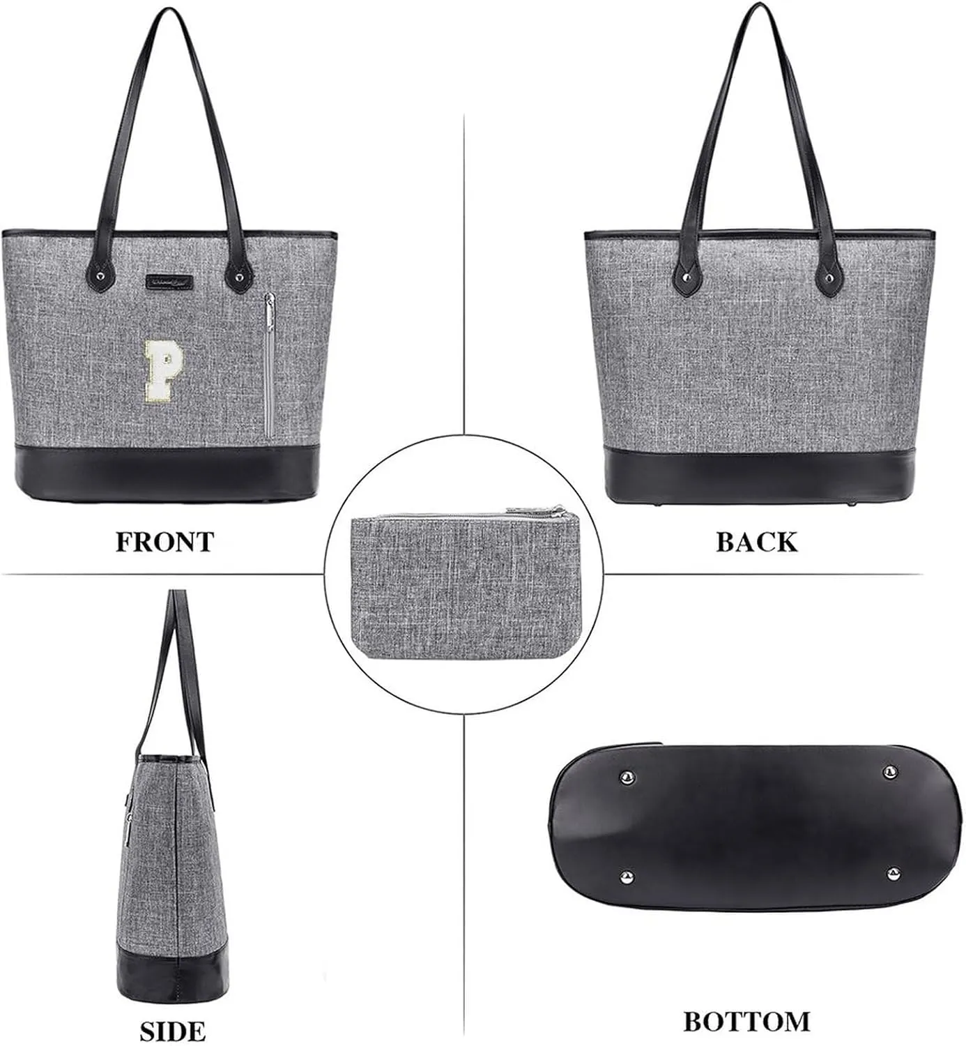 UTOTEBAG Laptop Tote Bag for Women 15.6 Inch Waterproof Leather Computer Work Bags Initial Business Briefcase Gifts for Women