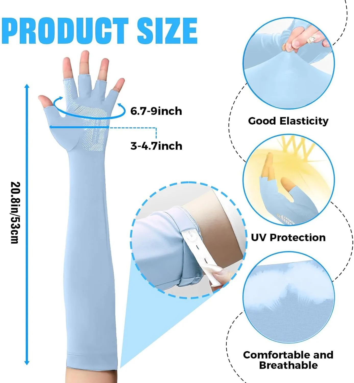 UV Protection Gloves - Non Slip Sunblock Gloves for Summer Outdoor Fishing & Driving L Size
