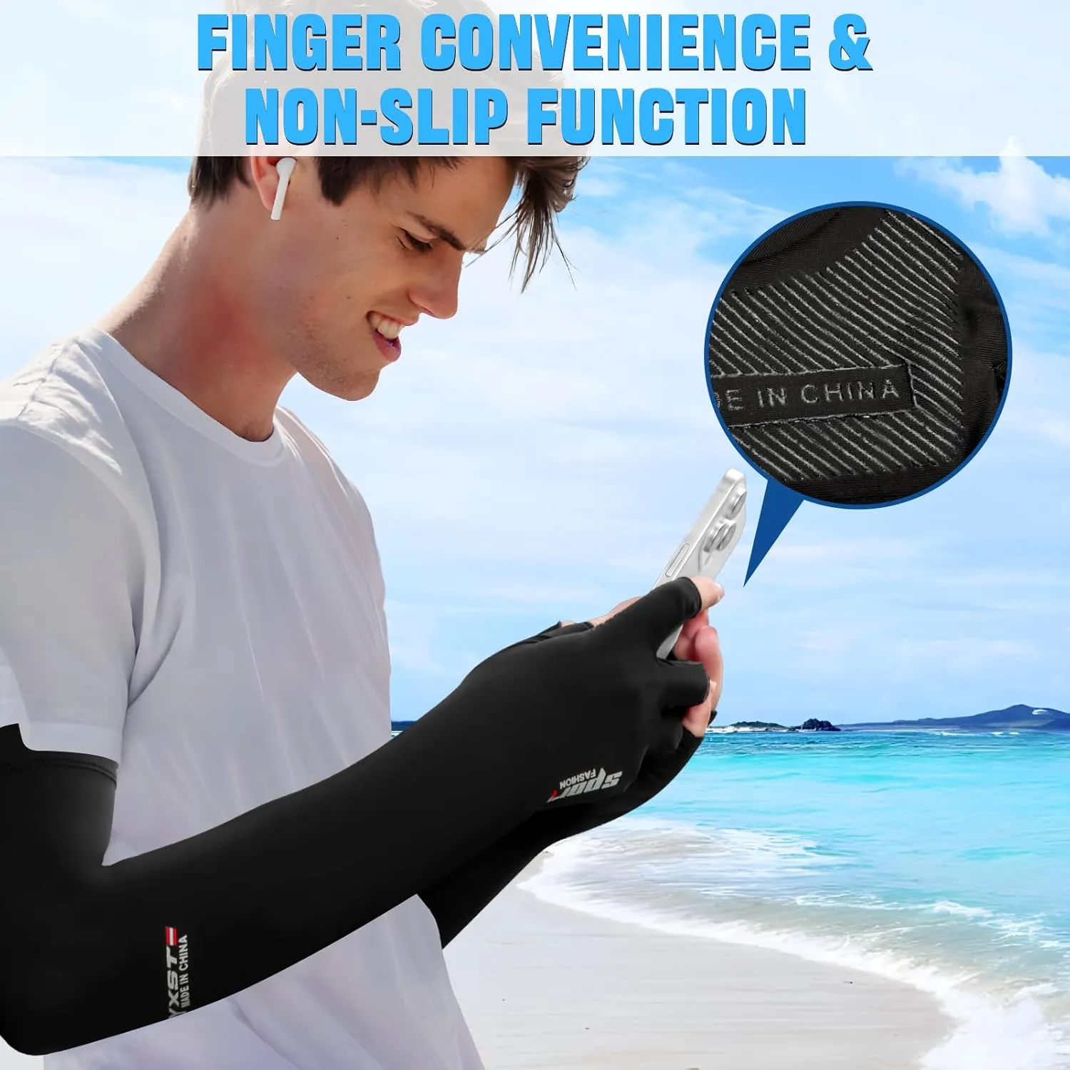 UV Protection Gloves - Non Slip Sunblock Gloves for Summer Outdoor Fishing & Driving L Size