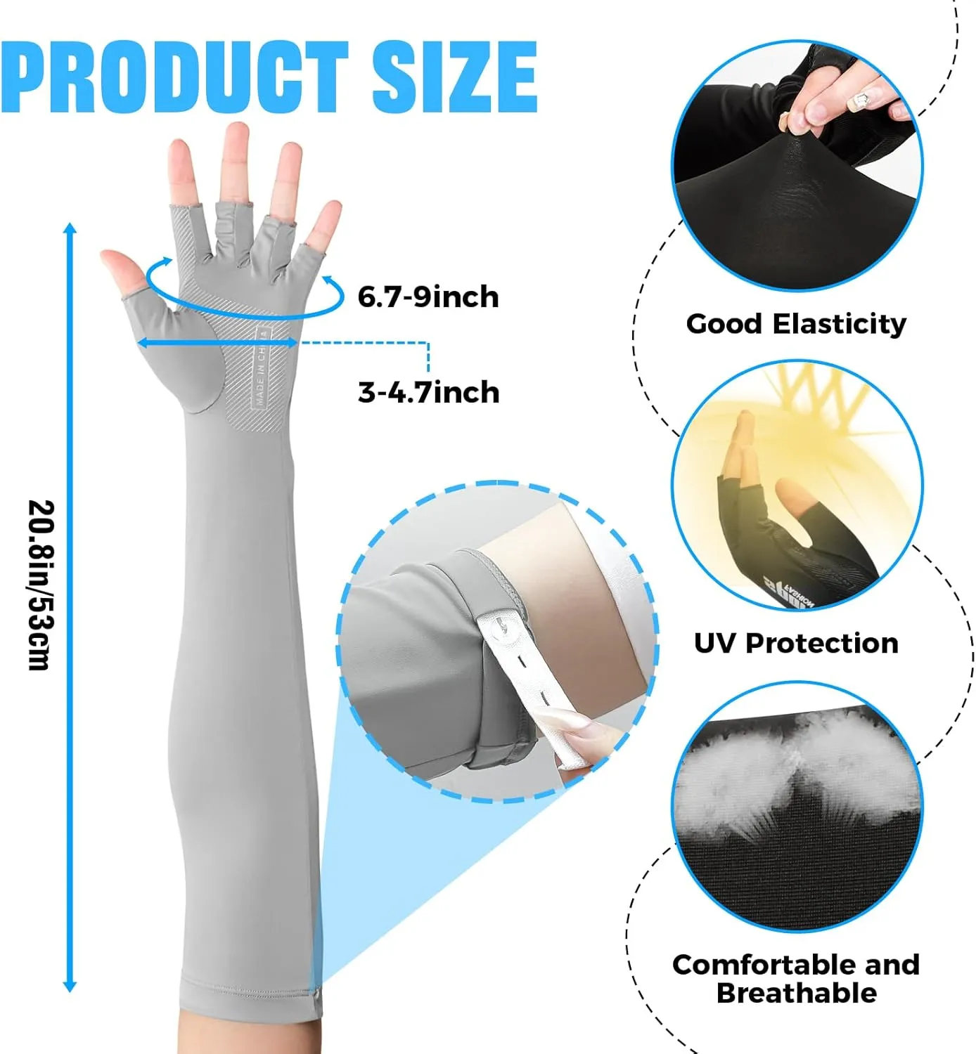 UV Protection Gloves - Non Slip Sunblock Gloves for Summer Outdoor Fishing & Driving L Size
