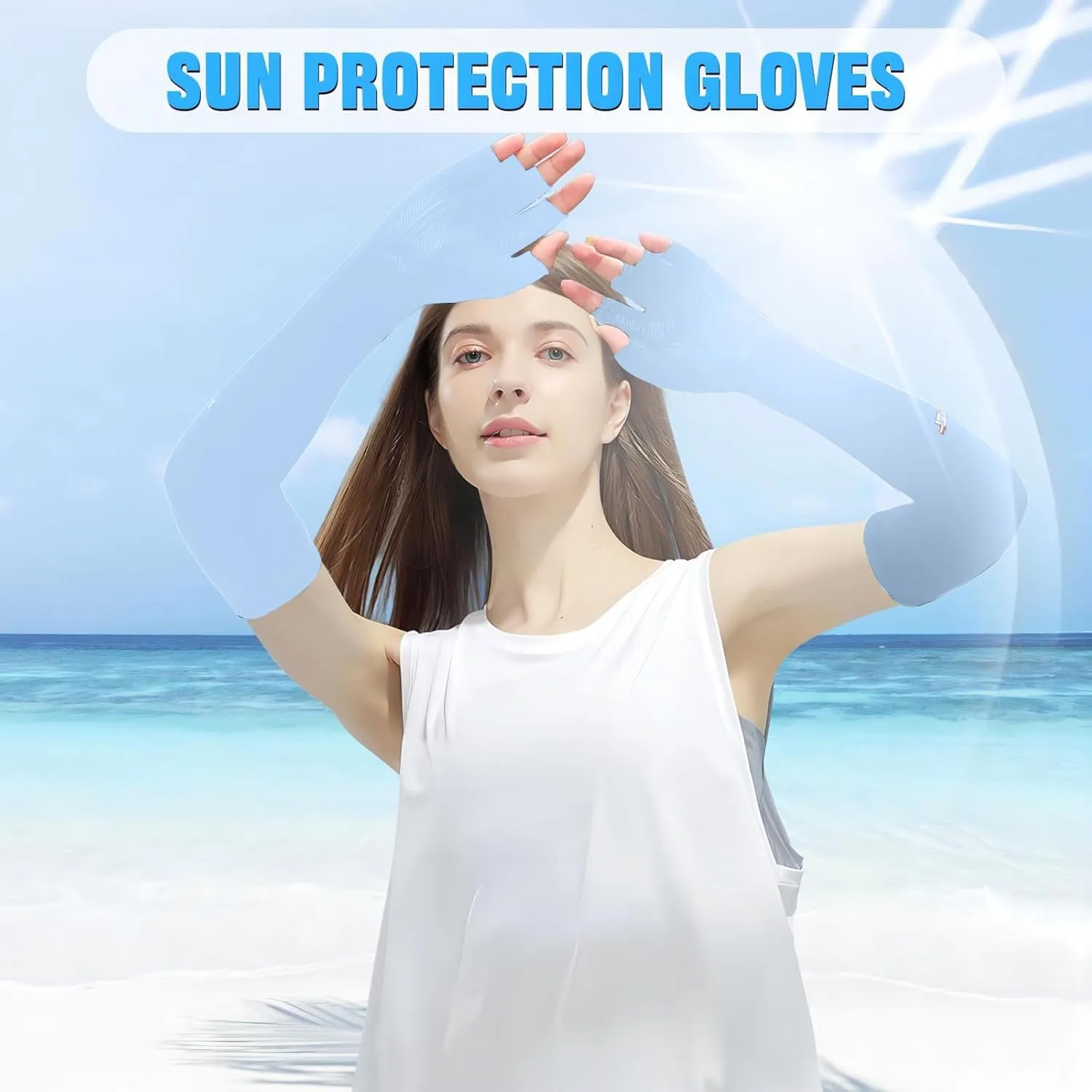 UV Protection Gloves - Non Slip Sunblock Gloves for Summer Outdoor Fishing & Driving L Size
