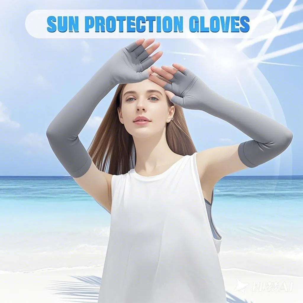 UV Protection Gloves - Non Slip Sunblock Gloves for Summer Outdoor Fishing & Driving L Size