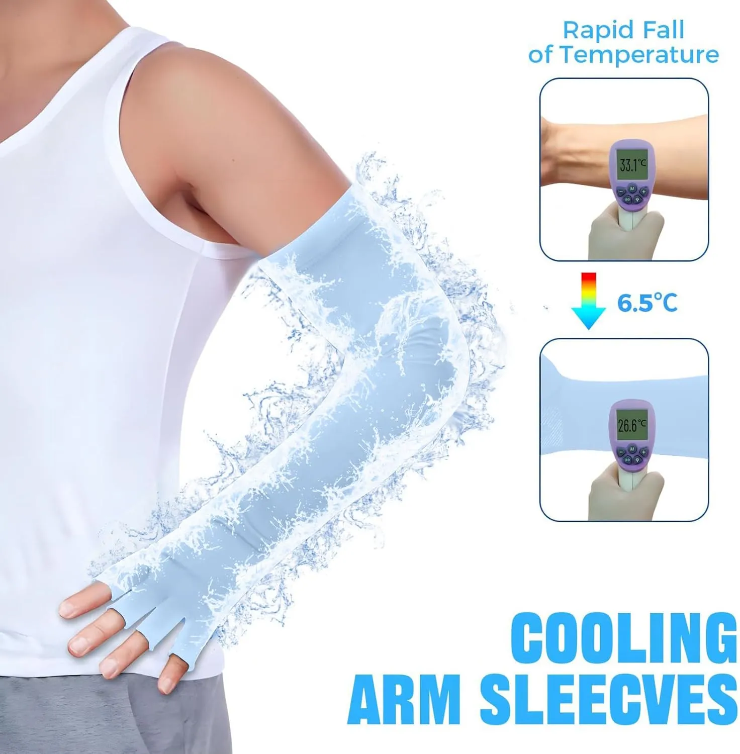 UV Protection Gloves - Non Slip Sunblock Gloves for Summer Outdoor Fishing & Driving L Size