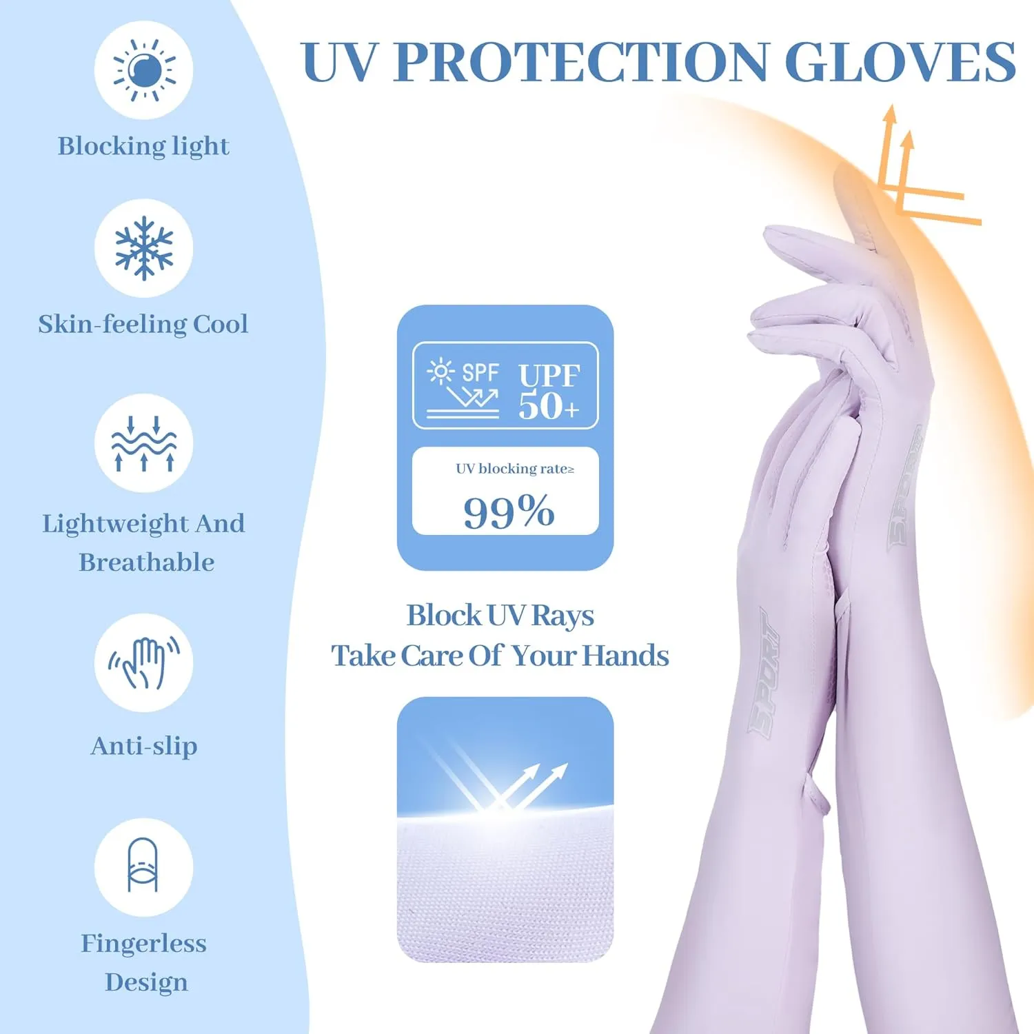 UV Protection Gloves - Non Slip Touchscreen Sun Protection Driving Fishing Gloves