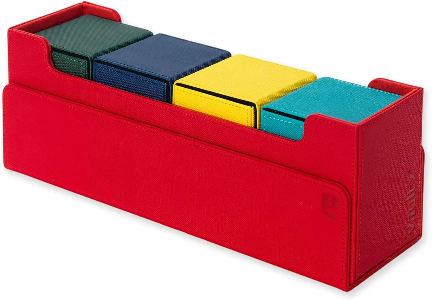 Vault X Trading Card Storage Box, Premium Exo-Tec Material, Detachable Magnetic Lid, Dividers & Foam Fillers, Organise Deck Boxes, Toploaders, Sleeved Cards, for Collectible Games, Sports, TCG (Red)