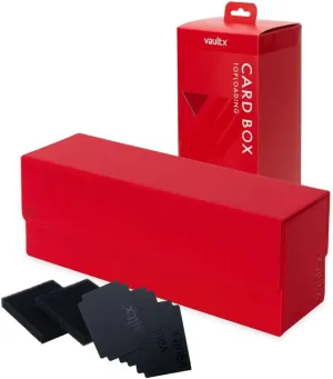Vault X Trading Card Storage Box, Premium Exo-Tec Material, Detachable Magnetic Lid, Dividers & Foam Fillers, Organise Deck Boxes, Toploaders, Sleeved Cards, for Collectible Games, Sports, TCG (Red)