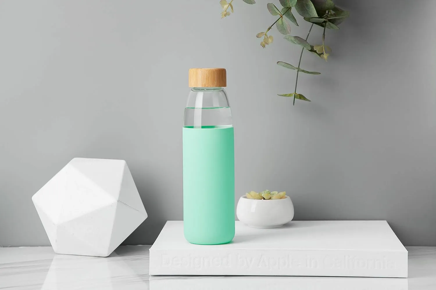 veegoal 25 Oz Borosilicate Glass Water Bottles with Bamboo Lid, BPA-FREE, Non-Slip Silicone Sleeve, and Stainless Steel Leak Proof Lid - Reusable Glass Bottle for Men and Women