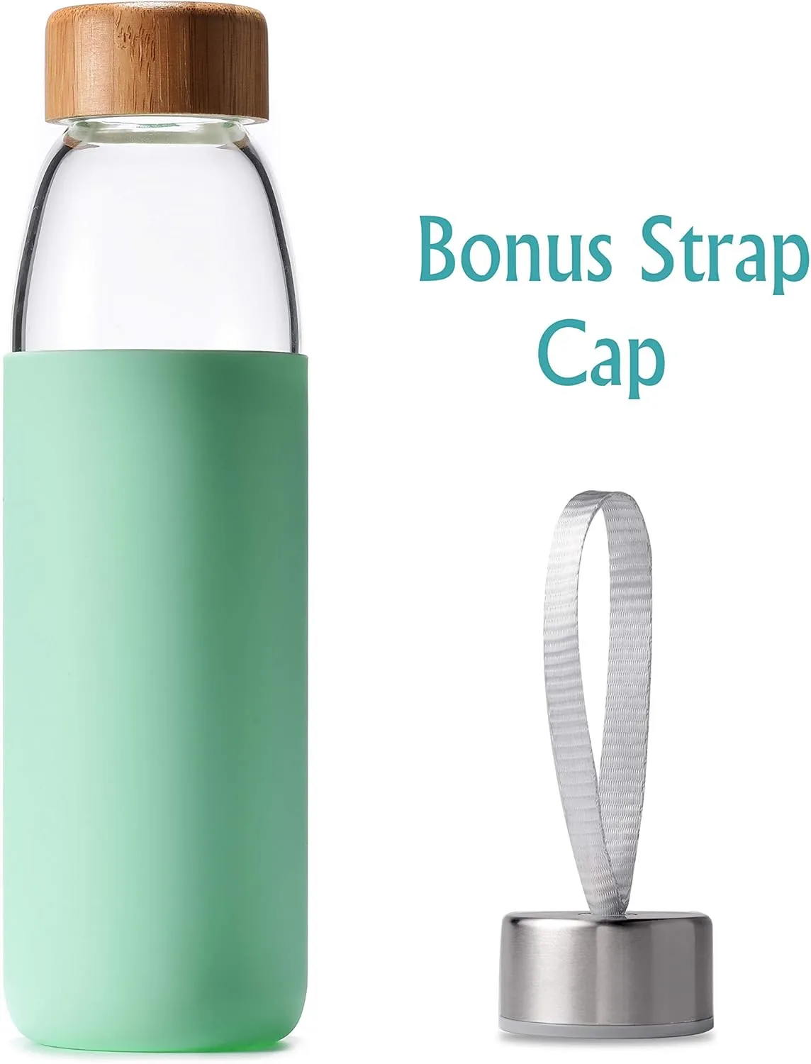 veegoal 25 Oz Borosilicate Glass Water Bottles with Bamboo Lid, BPA-FREE, Non-Slip Silicone Sleeve, and Stainless Steel Leak Proof Lid - Reusable Glass Bottle for Men and Women