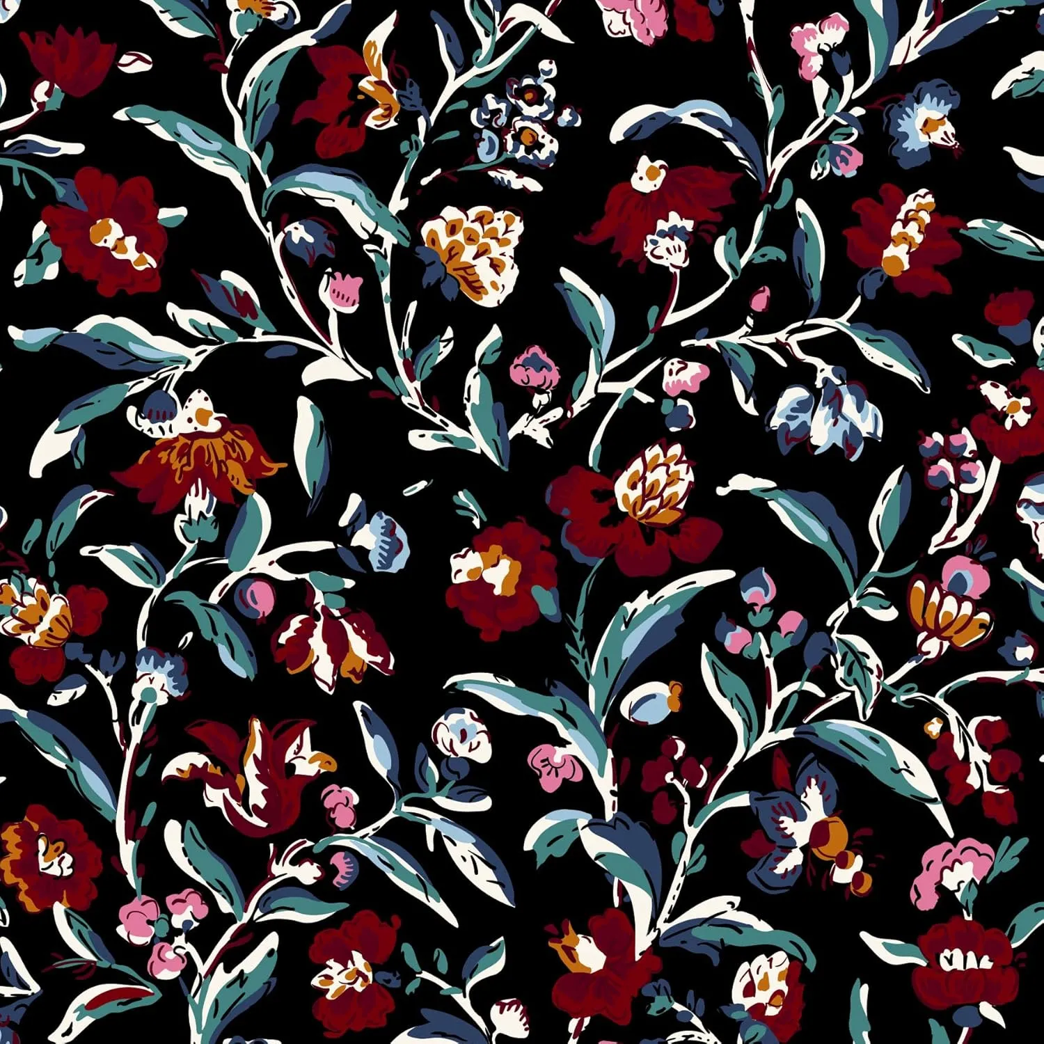 Vera Bradley Cotton Lunch Tote Lunch Box, Perennials Noir