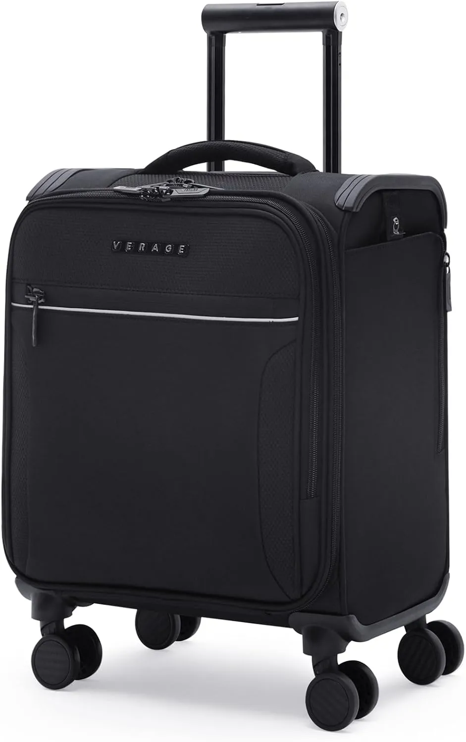 Verage Toledo Underseat Carry On Luggage 15-Inch Softside Small Suitcase with Spinner Wheels & USB Port (Black, Carry-On 15-Inch)
