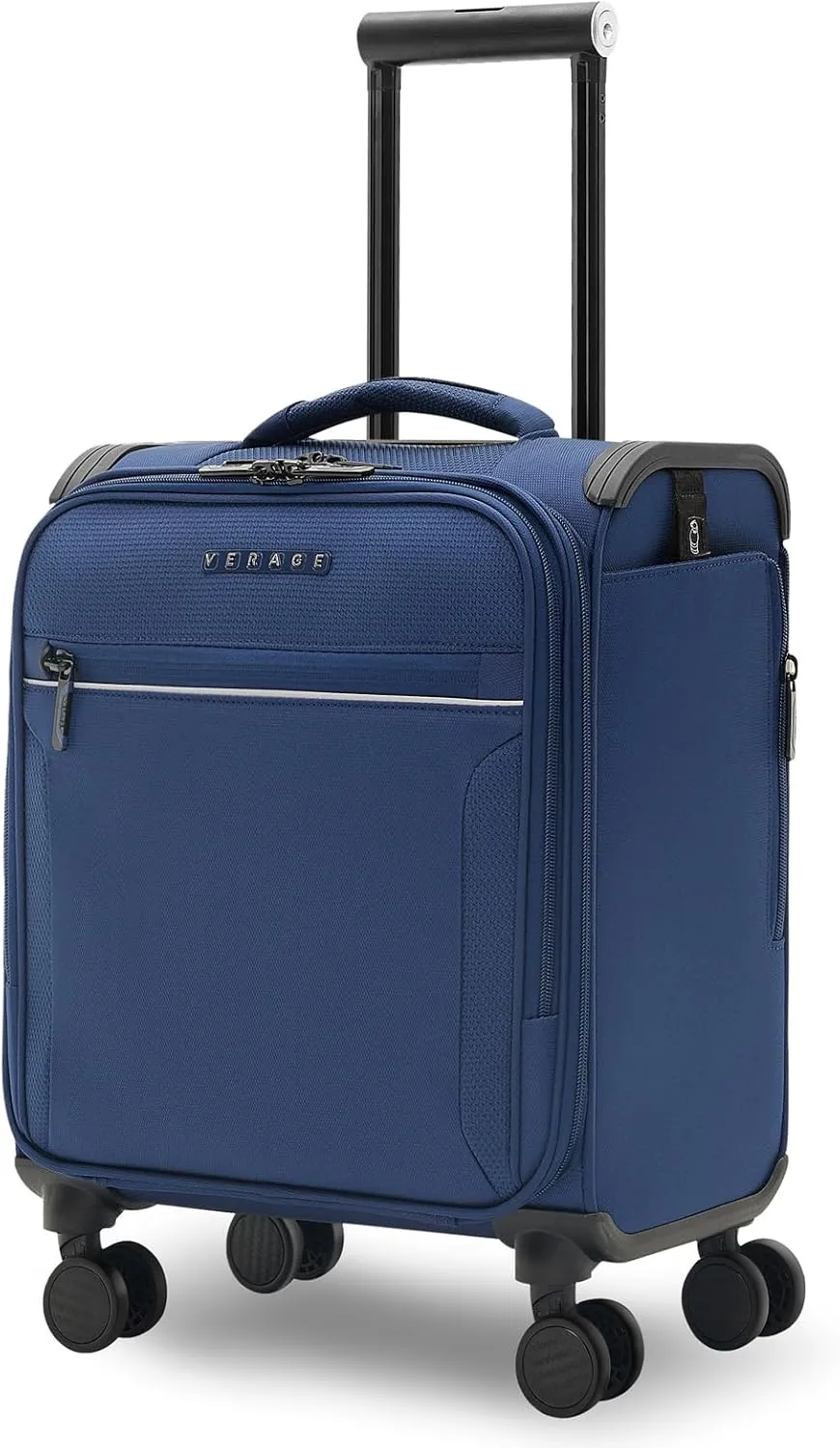 Verage Toledo Underseat Carry On Luggage 15-Inch Softside Small Suitcase with Spinner Wheels & USB Port (Navy, Carry-On 15-Inch)