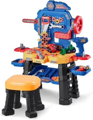 VEVOR Kids Workbench, 181 pcs, Kids Tool Bench with Realistic Tools and Electric Drill, Pretend Play Construction Workbench Toys for Toddlers, Toddler Work Bench Learning Gift for Boys & Girls Age 3 