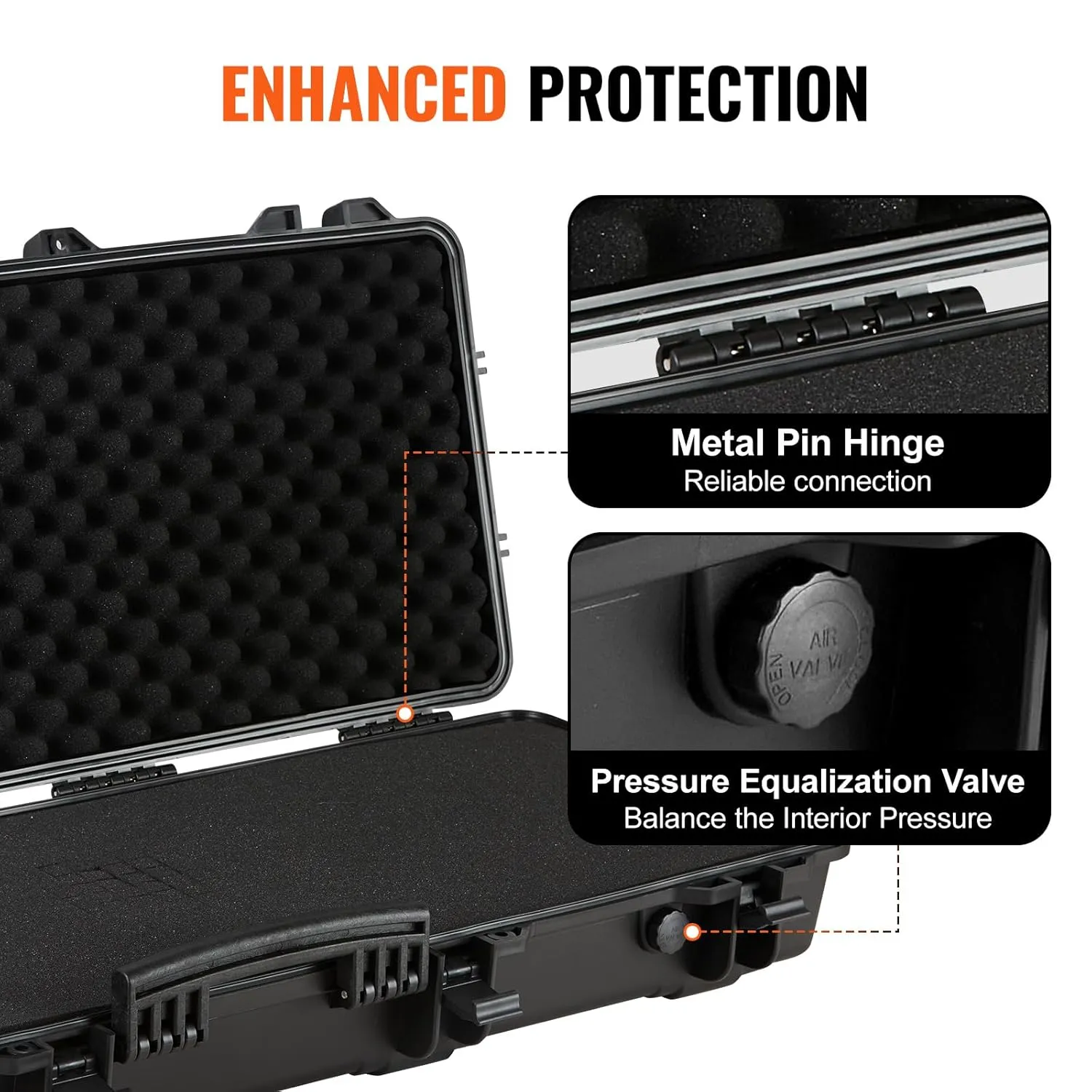 VEVOR Rifle Case, Rifle Hard Case with 3 Layers Fully-protective Foams, 42 inch Lockable Hard Gun Case with Wheels, IP67 Waterproof & Crushproof, for Two Rifles or Shotguns, Black