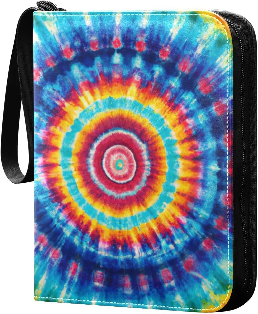 Vibrant Rainbow Tie Dye Card Binder 4 Pocket Trading Card Album Fits 400 Sports/Game Cards, PU Cover 3 Ring Card Collection with 50 Removable Sleeves
