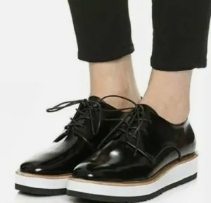 VINCE ‘reed’ glazed leather platform oxford loafers