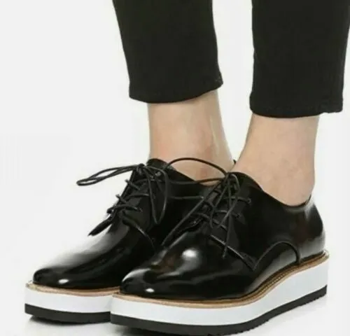 VINCE ‘reed’ glazed leather platform oxford loafers