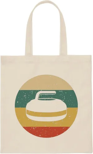 Vintage Curling Stone Rock Sports Graphic Professional Amateur Players T Shirt Canvas Tote Bag