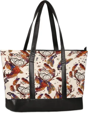 Vintage Love Dreamcatcher Laptop Tote Bag for Women Lightweight Work Purse with Multiple Compartments Fits 13-15.6 Inch Laptop Tablet Shoulder Bag for Office Travel Daily Use