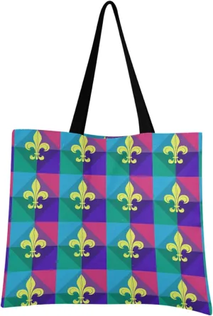 visesunny Carnival Women Extra Large Tote Bag Mardi Gras Shoulder Bags Ladies Beach Travel Reusable Grocery Shopping Portable Storage Handbag