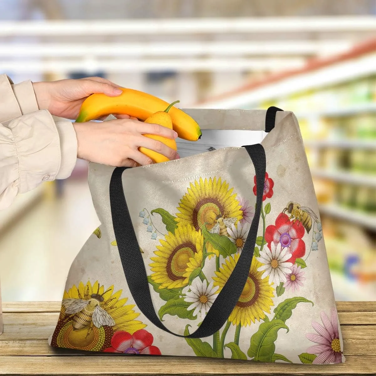visesunny Large Tote Bag Shoulder Bag Shopping Casual Travel Bag Handbags for Women Lady Girl Teens Gym Beach Daily