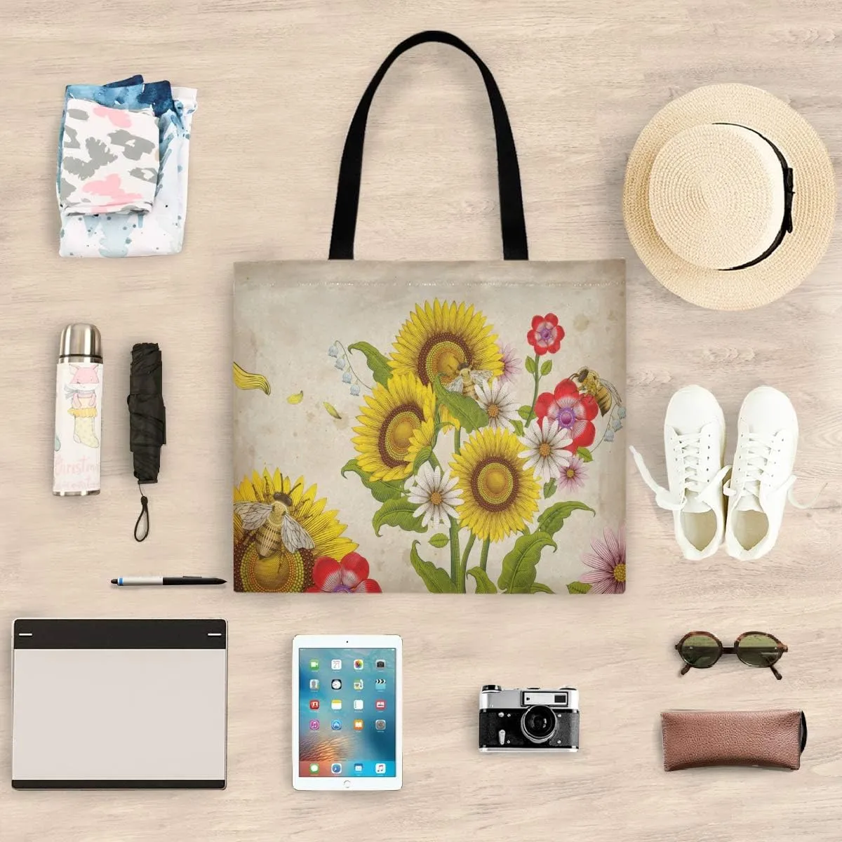 visesunny Large Tote Bag Shoulder Bag Shopping Casual Travel Bag Handbags for Women Lady Girl Teens Gym Beach Daily