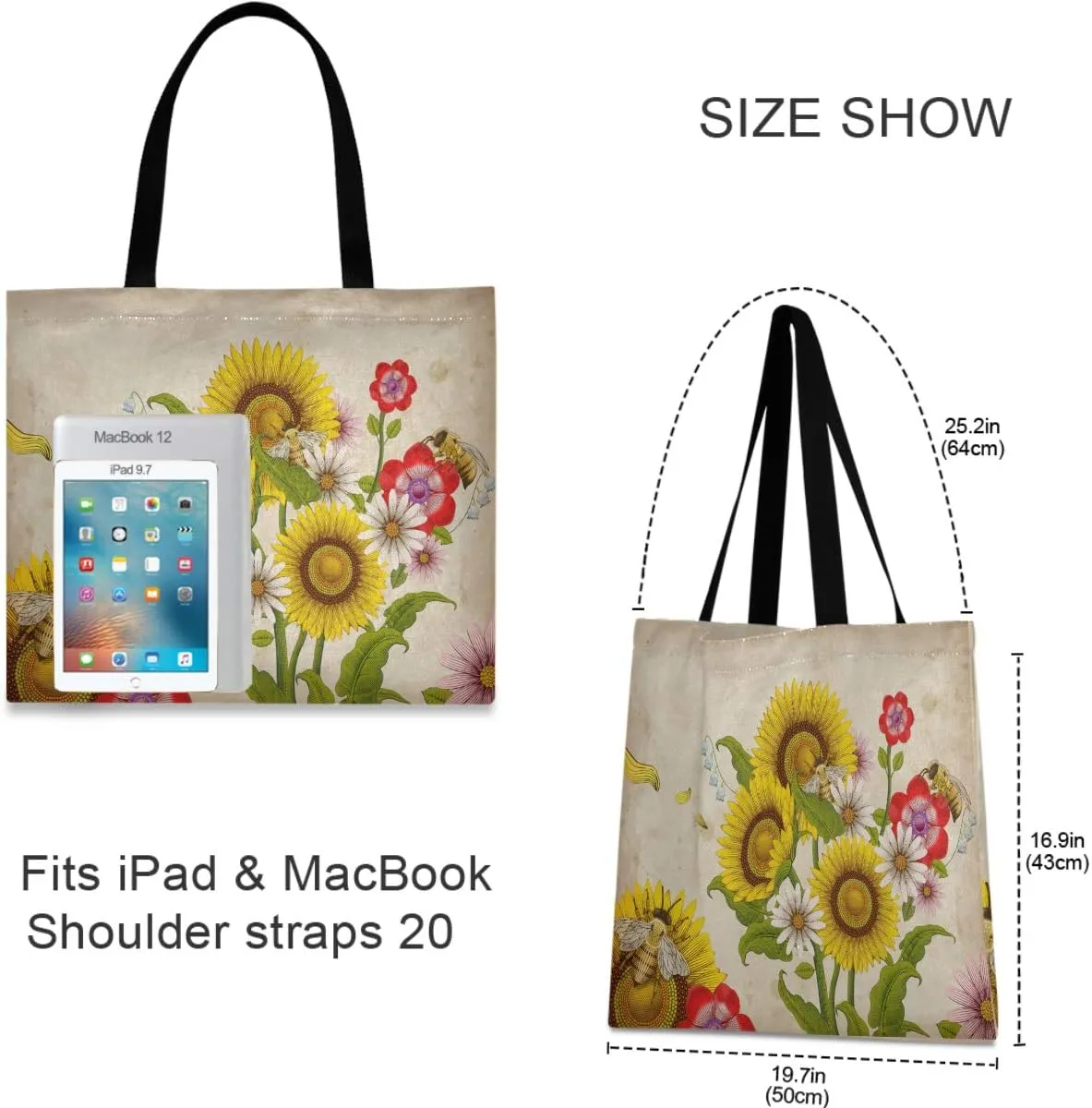 visesunny Large Tote Bag Shoulder Bag Shopping Casual Travel Bag Handbags for Women Lady Girl Teens Gym Beach Daily