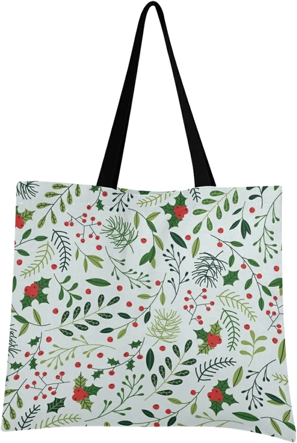 visesunny Women Extra Large Tote Bag Christmas-Mistletoe-Spruce Branch Green Leaf Berry Shoulder Bags Ladies Beach Travel Reusable Grocery Shopping Portable Storage Handbag