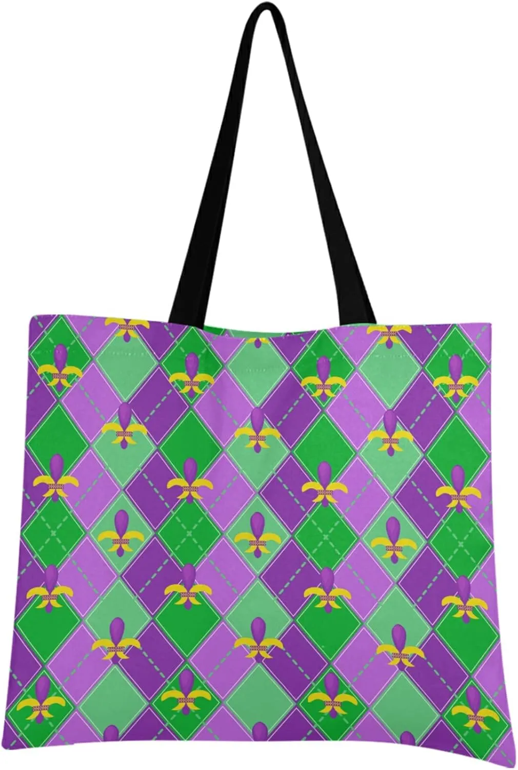 visesunny Women Extra Large Tote Bag Mardi Gras Carnival Party Pattern Shoulder Bags Ladies Beach Travel Reusable Grocery Shopping Portable Storage Handbag