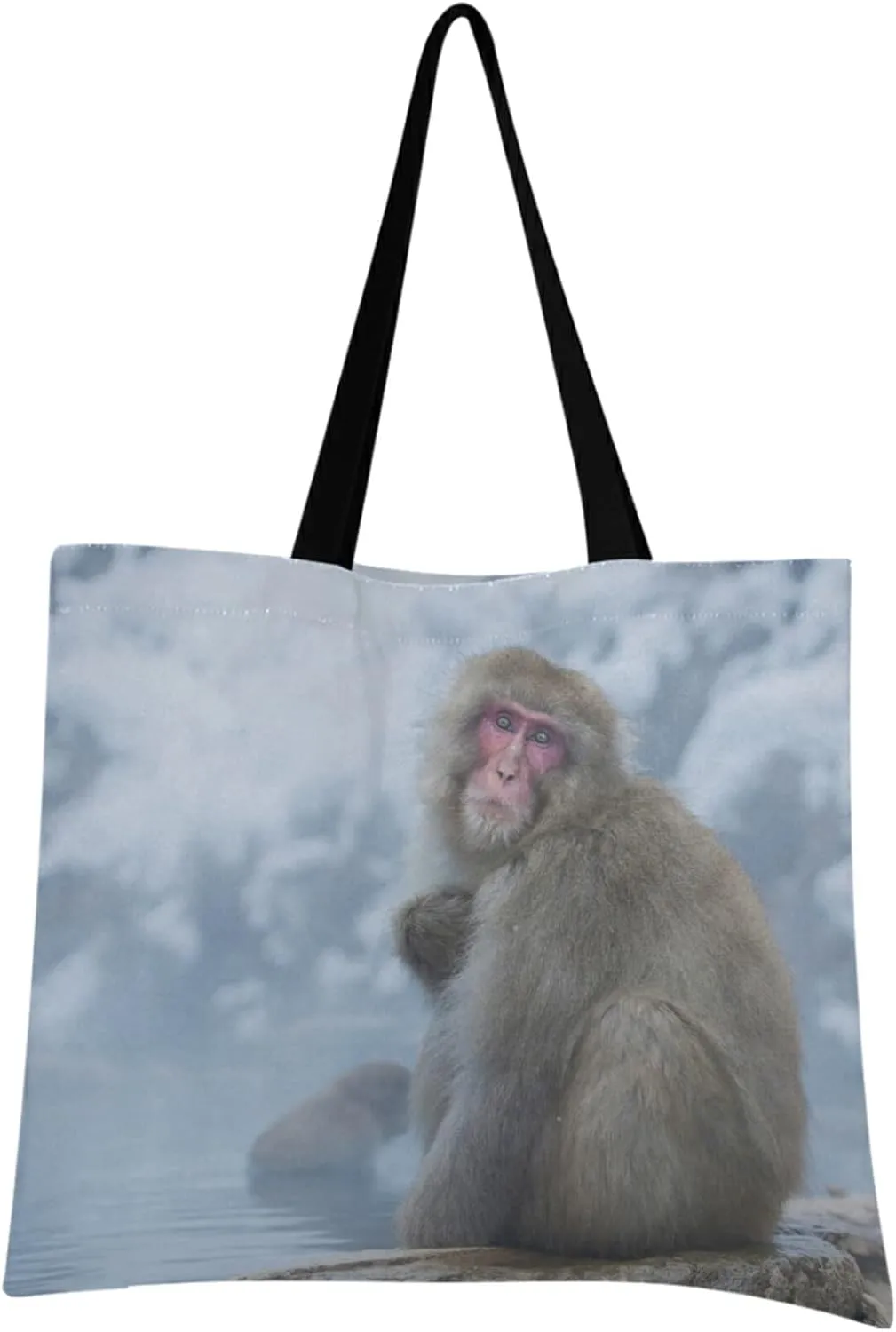 visesunny Women Extra Large Tote Bag Snow Monkey Shoulder Bags Ladies Beach Travel Reusable Grocery Shopping Portable Storage Handbag